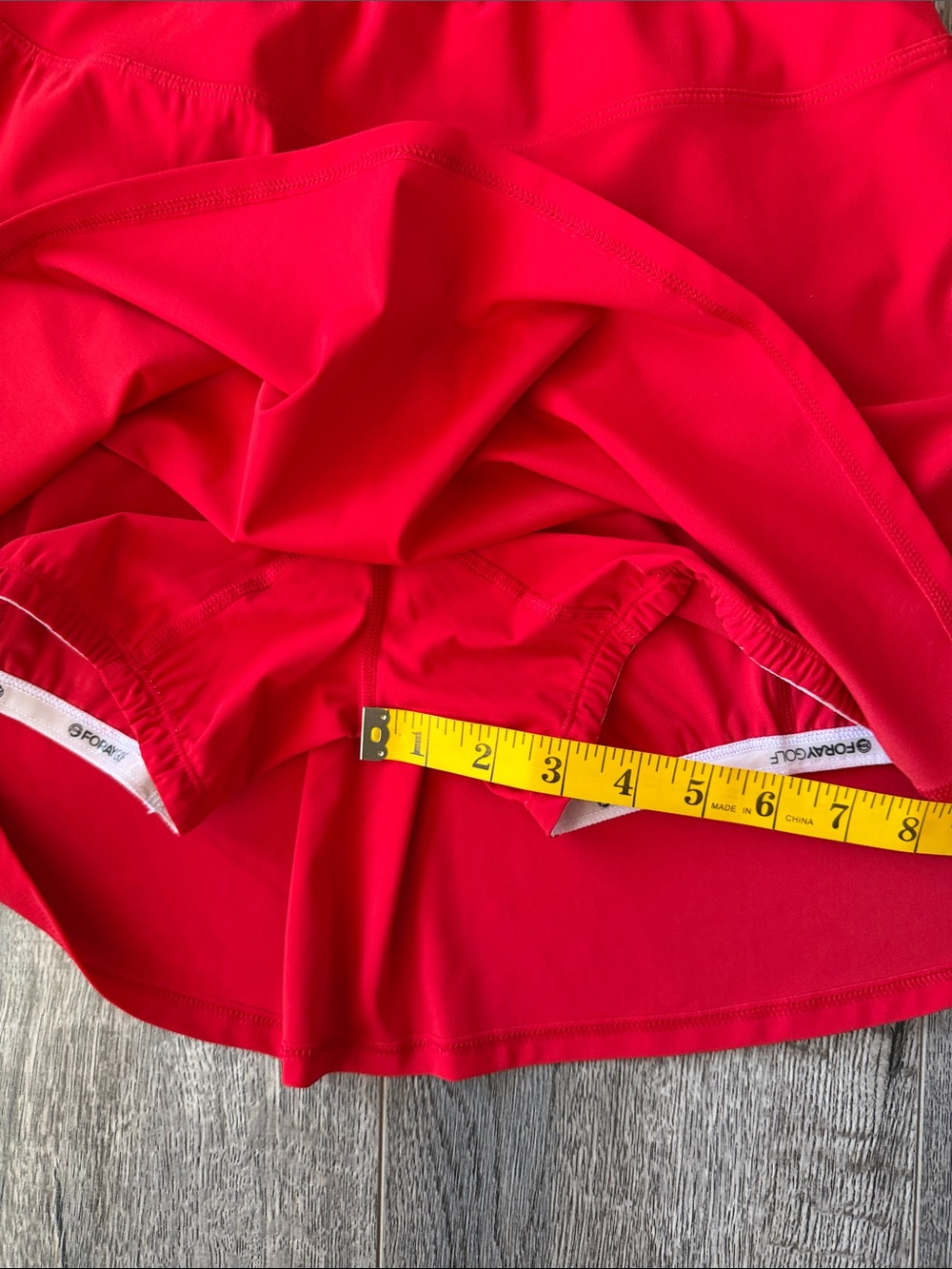 Women’s Red Skater Skirt with Subtle Logo - Picture 5 of 14